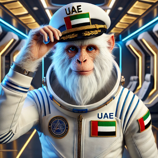 Singe Ayoun a Dubai avec une casquette de Pilote