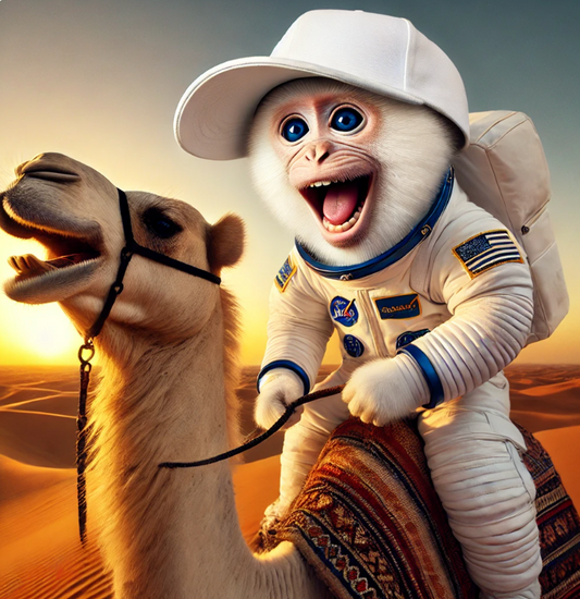 Singe Ayoun a Dubai sur son chameau