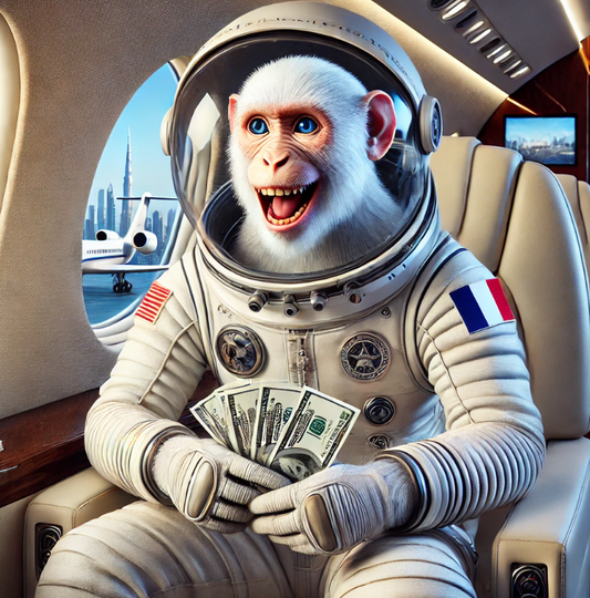 Ayoun le singe dans un jet privé