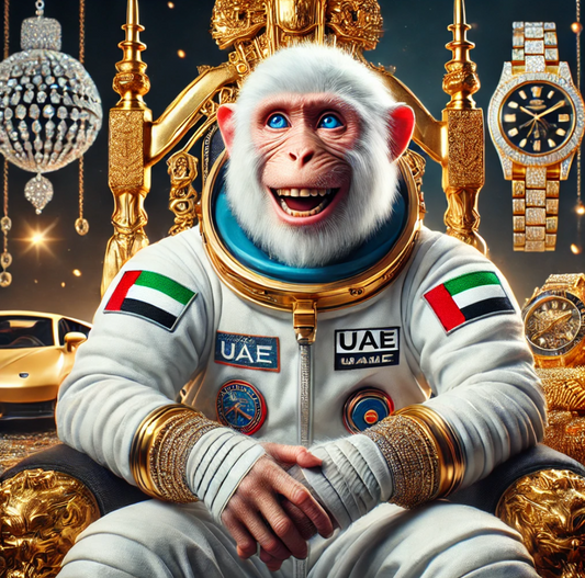 Singe Ayoun a Dubai avec des bijoux