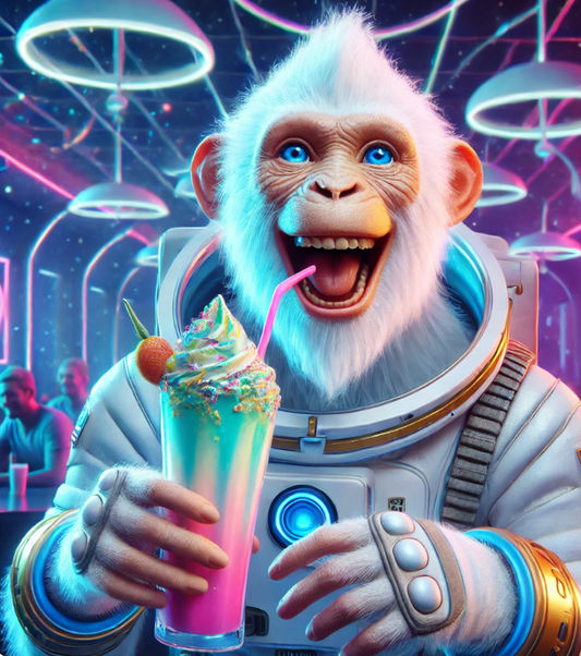 Ayoun le singe entrain de boir un jus