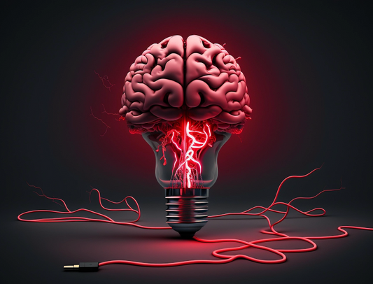 lampe avec cerveau dessus rouge