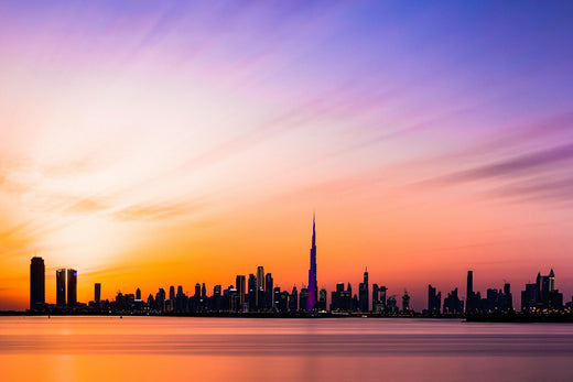 paysage de Dubai avec le couche de soleil